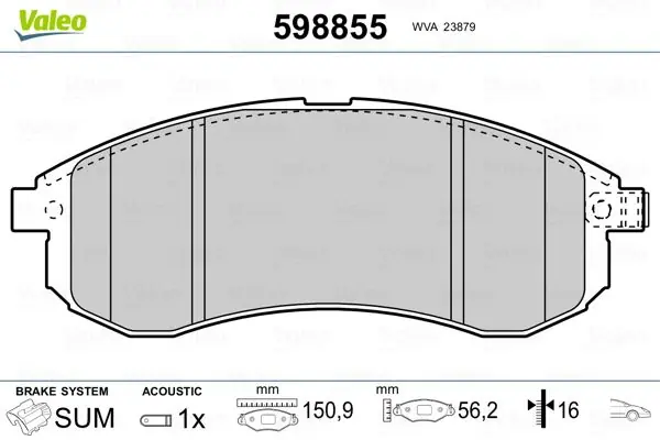 VALEO Bremsbelagsatz, Scheibenbremse (598855) KFZ-7132659 Ausverkauf
