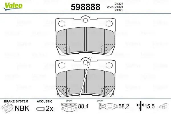 Angebot VALEO Bremsbelagsatz, Scheibenbremse (598888) KFZ-7132671
