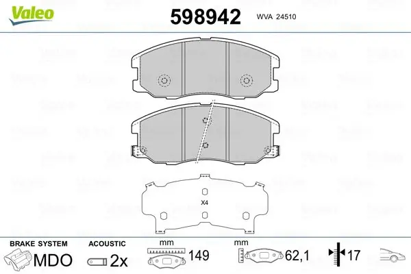 VALEO Bremsbelagsatz, Scheibenbremse (598942) KFZ-7132688 Preisknaller