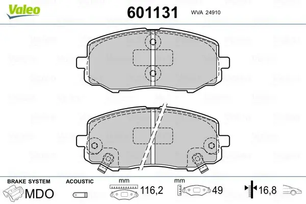 Preis Gesenkt VALEO Bremsbelagsatz, Scheibenbremse (601131) KFZ-7132739